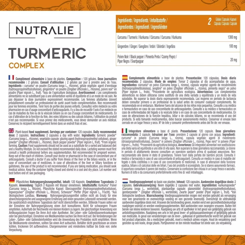 Cúrcuma Complex - 120 cápsulas - Nutralie