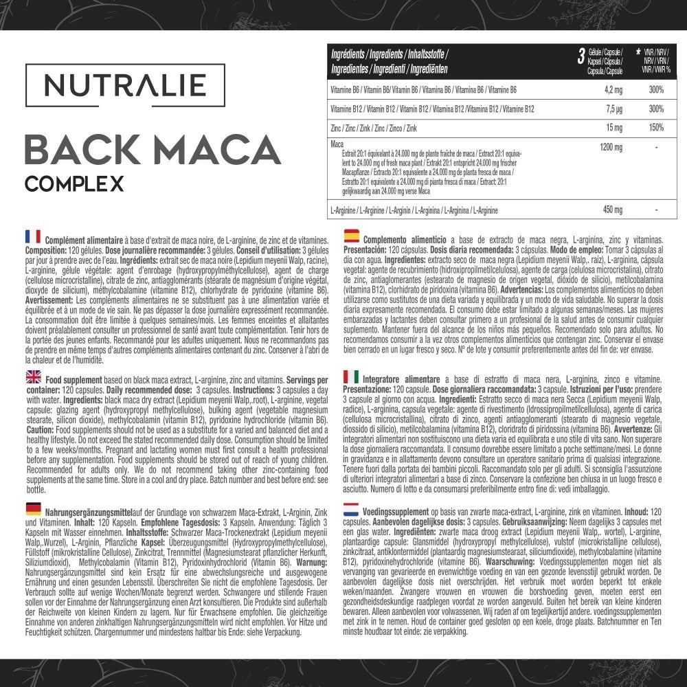 Maca Negra Complex - 120 cápsulas - Nutralie