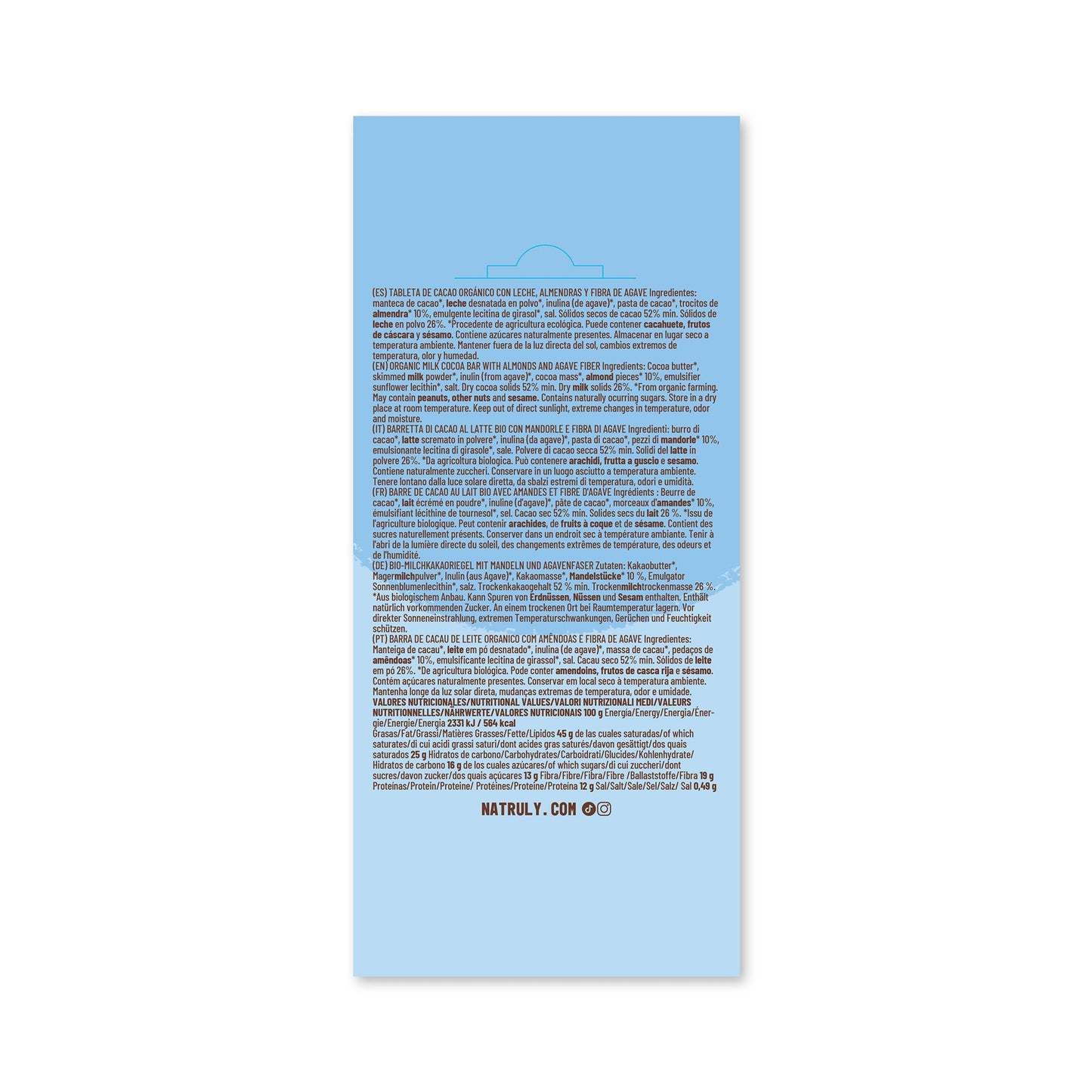 Chocolicious BIO - Leche y Almendras - 85 gramos - Natruly