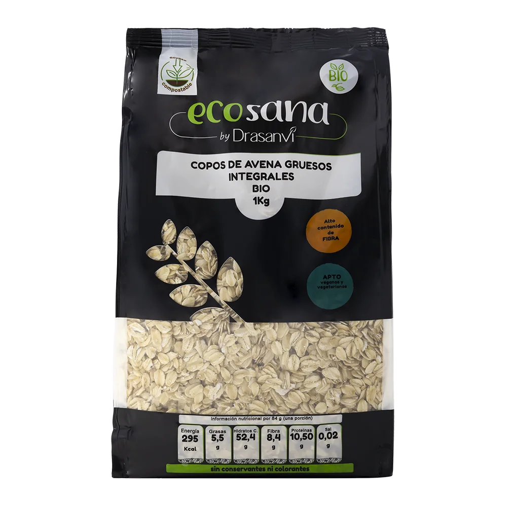 Copos Avena gruesos Integrales BIO - 1kg - Ecosana
