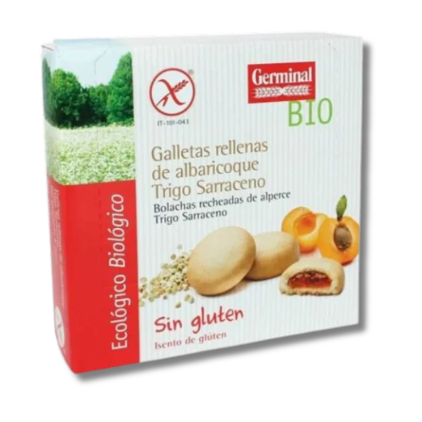 Galletas Sin Gluten de Trigo Sarraceno rellenas de Albaricoque BIO - 200 gramos - Germinaloque