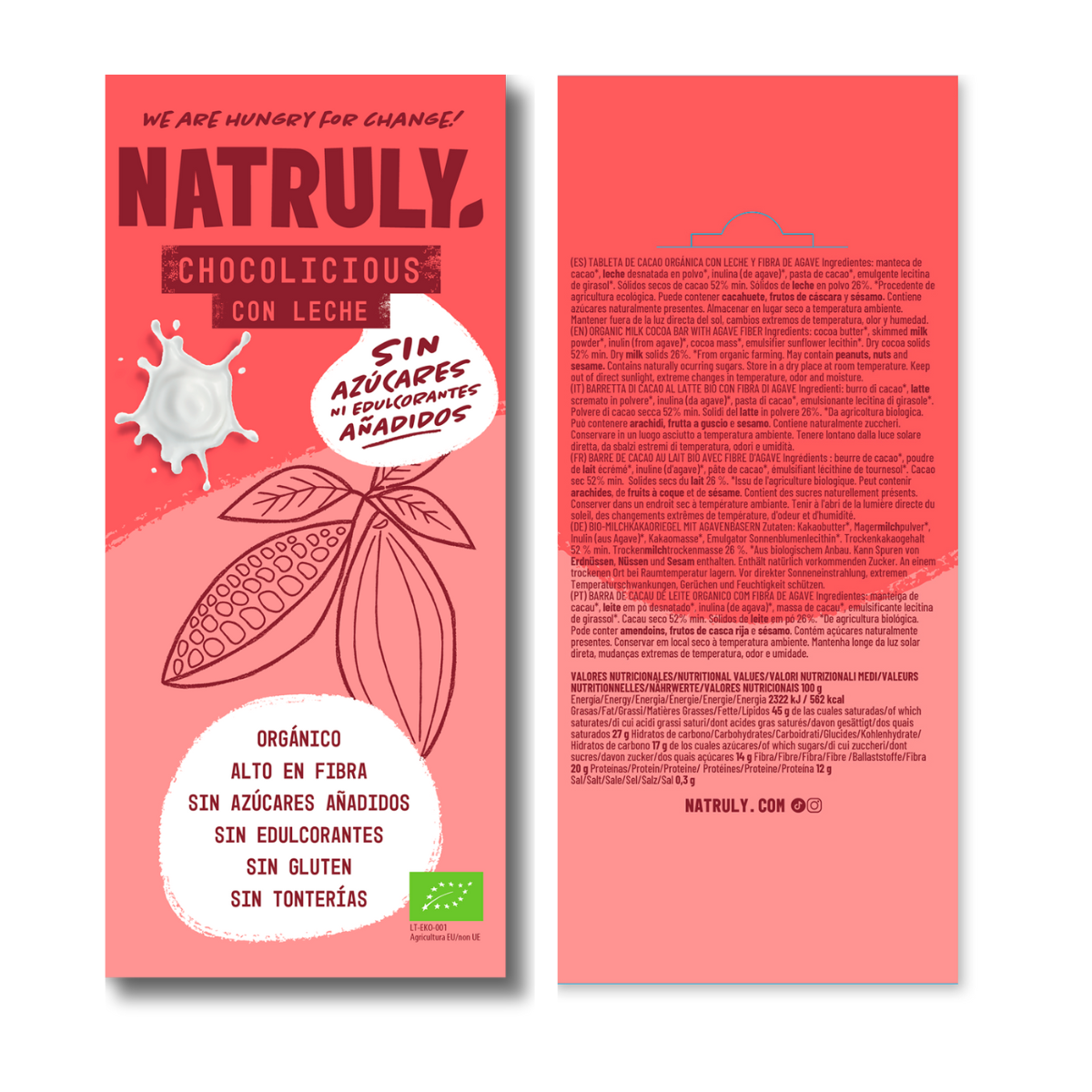 Chocolicious con Leche BIO - 85 gramos - Natruly