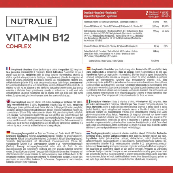 Vitamina B12 Complex - 120 cápsulas - Nutralie