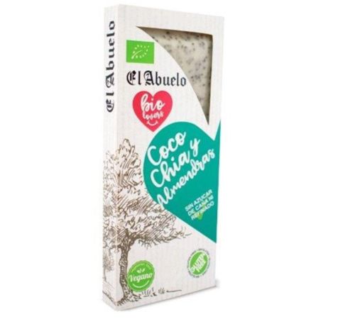 Turron Coco Chia y Almendras ECO Vegan SinGluten - 200 gramos - El Abuelo