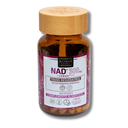 🧬 Pack Especial — 2ª Unidad al 50 %  NAD+ 300 + Trans‑Resveratrol • 60 cápsulas • Banban